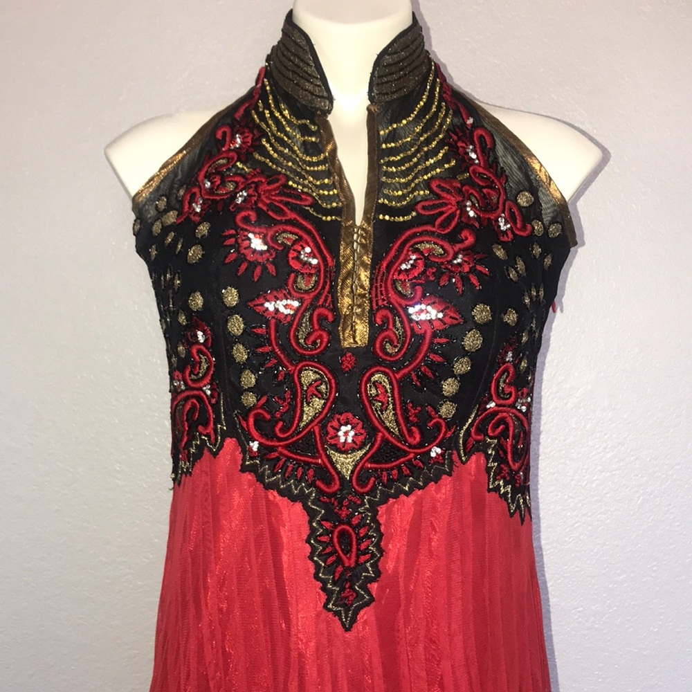 Red color anarkali salwar kameez